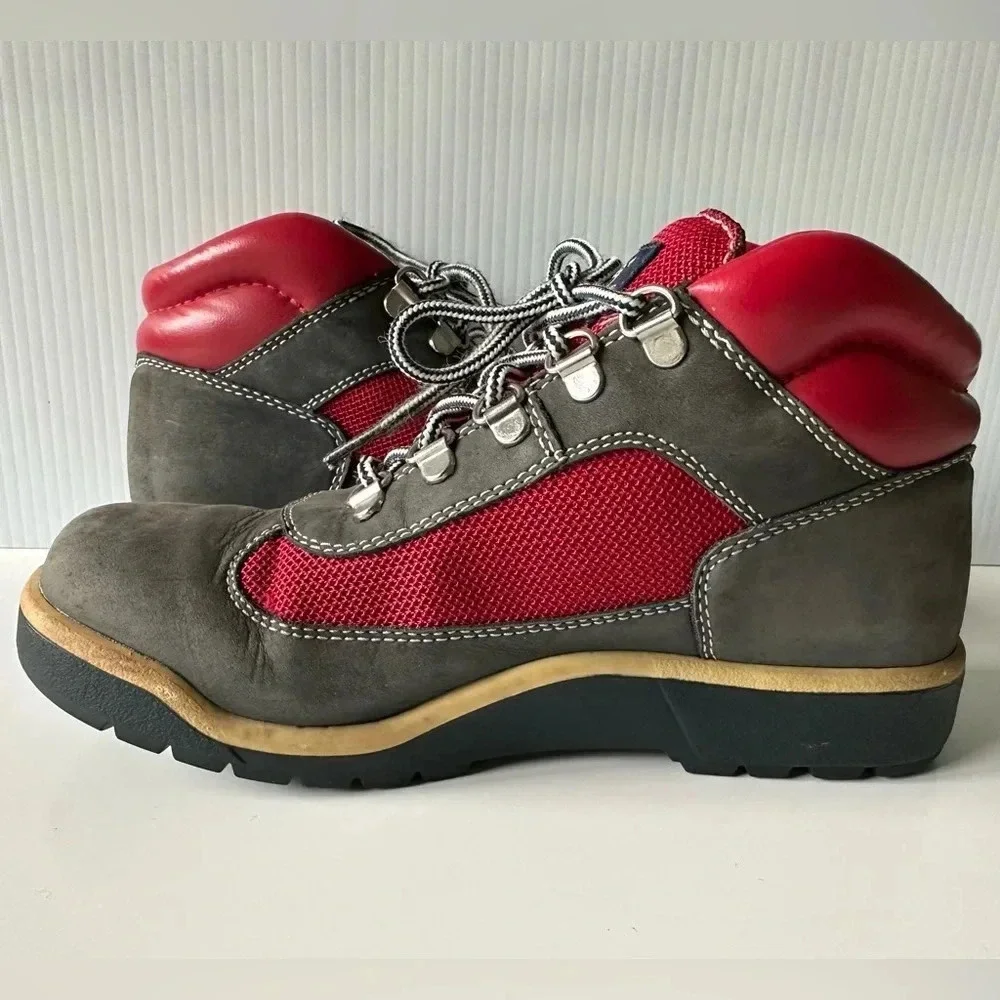 Timberland: Junior Field Boots. Grey and Red Colorway Size 5.5 Leather